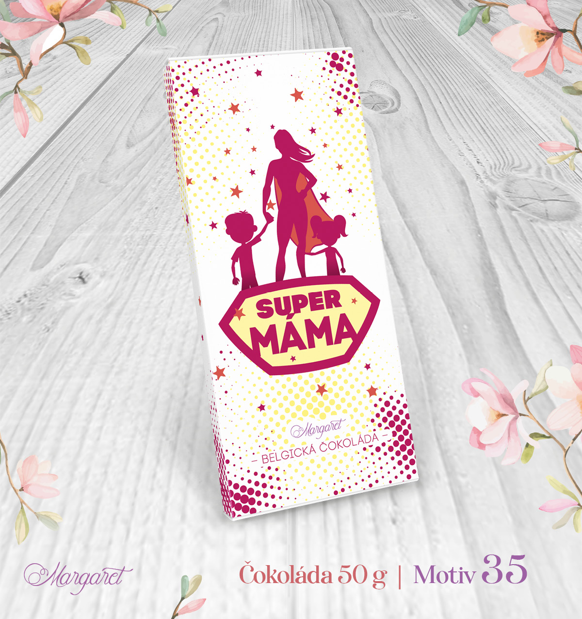 Belgická čokoláda 50 g – Super máma | Motiv 35