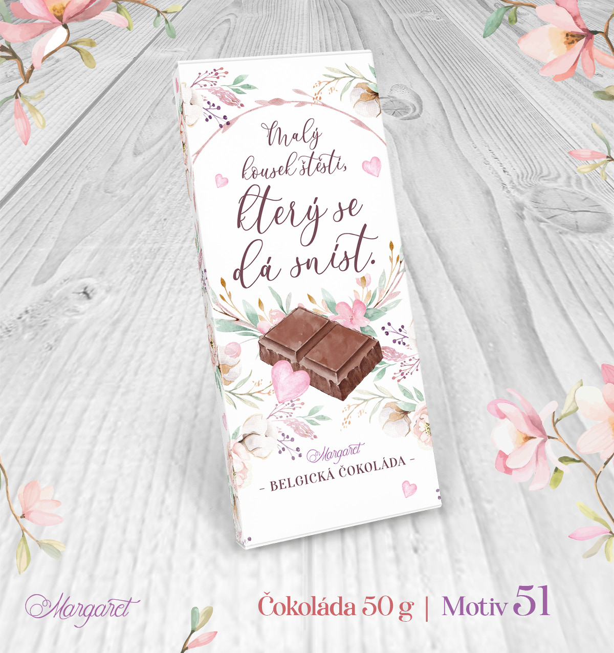 Belgická čokoláda 50 g – Malý kousek štěstí | Motiv 51