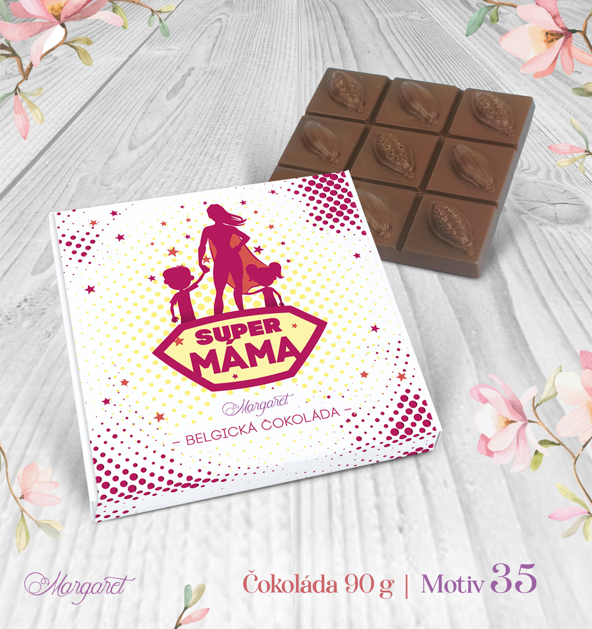Belgická čokoláda 90 g – Super máma | Motiv 35