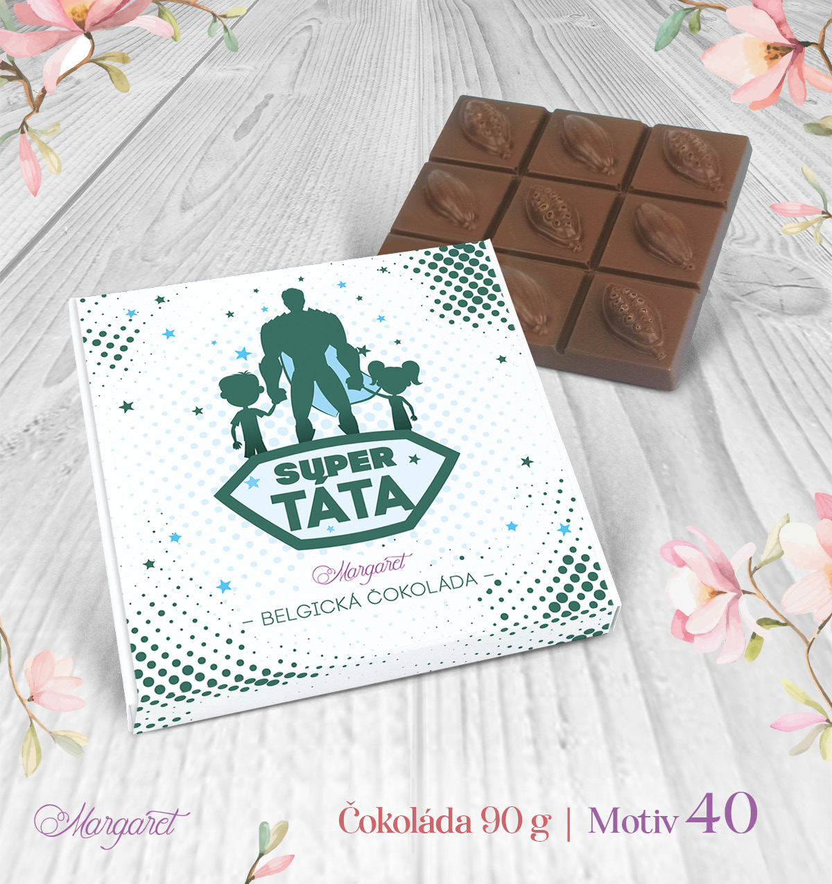 Belgická čokoláda 90 g – Super táta | Motiv 40