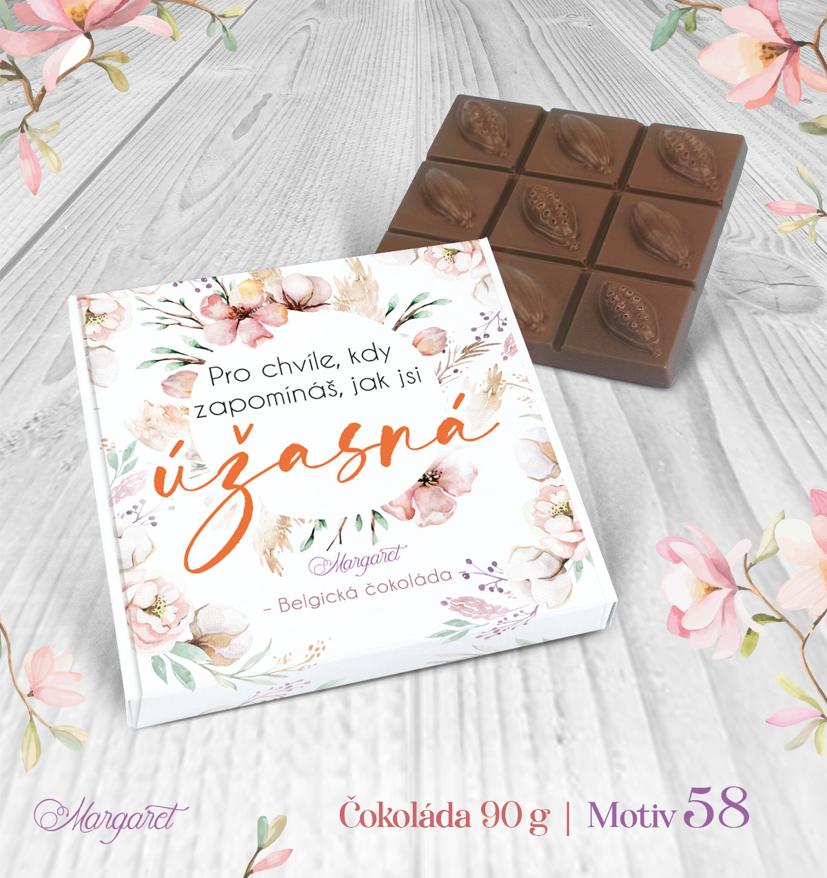 Belgická čokoláda 90 g – Jsi úžasná | Motiv 58