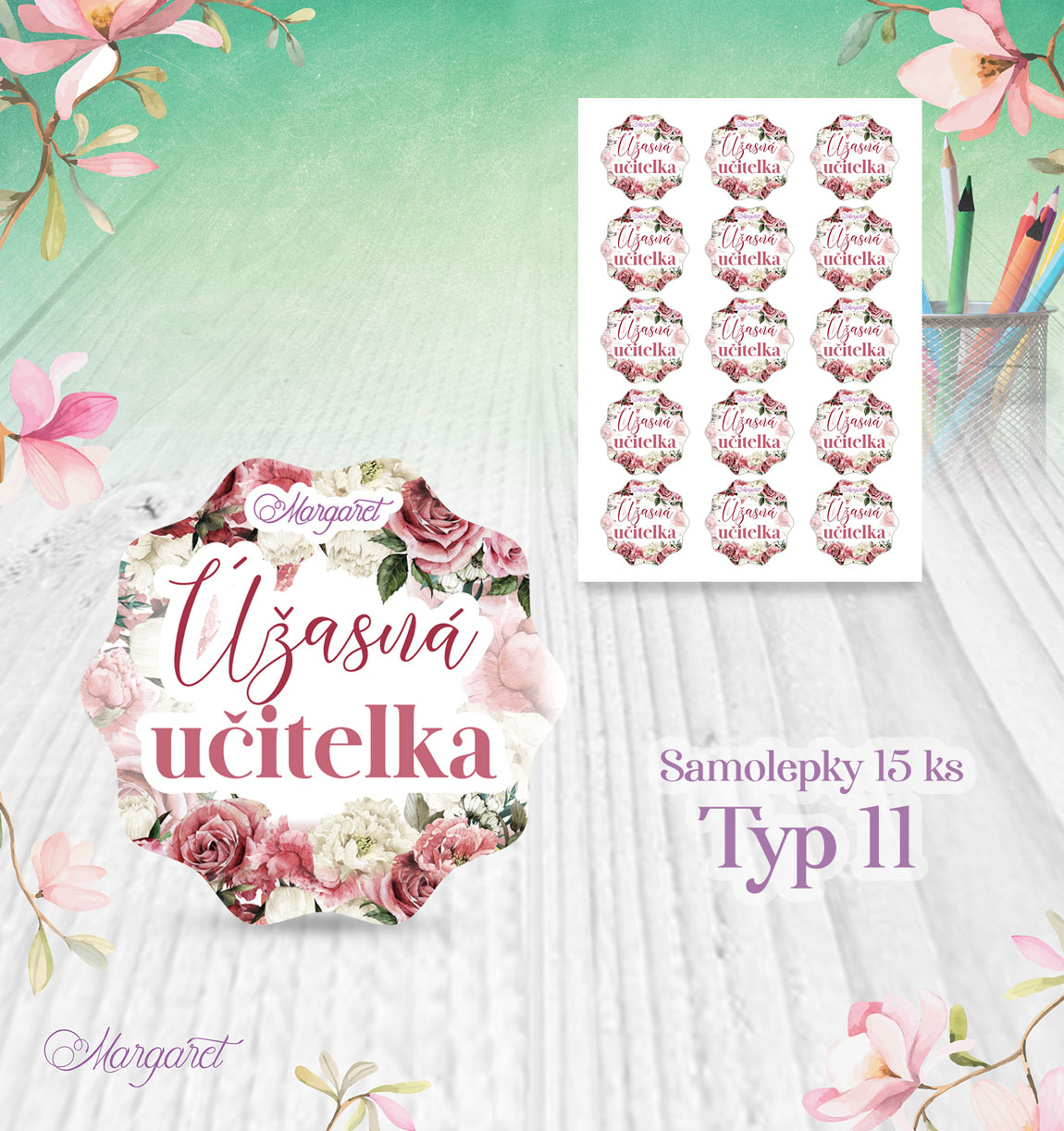 Dárkové samolepky – pro učitelky (15 ks) | Motiv 11