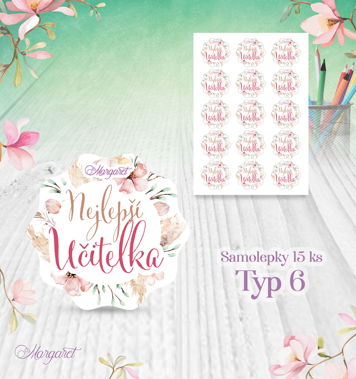 Dárkové samolepky – pro učitelky (15 ks) | Motiv 6