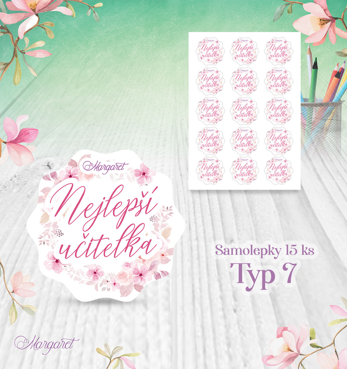 Dárkové samolepky – pro učitelky (15 ks) | Motiv 7