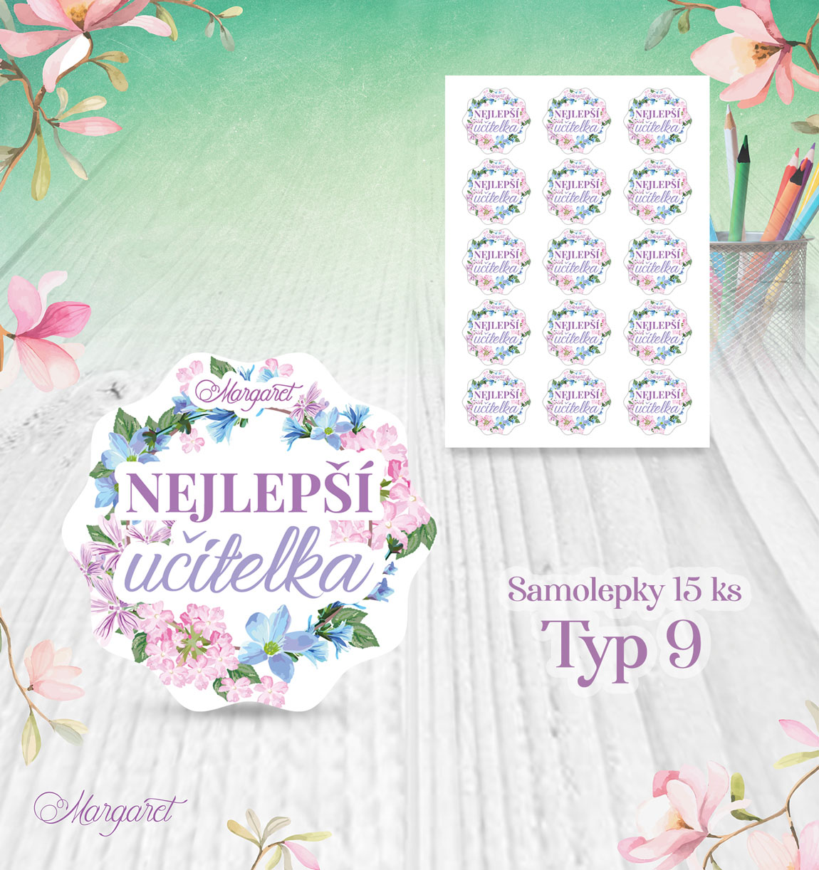 Dárkové samolepky – pro učitelky (15 ks) | Motiv 9