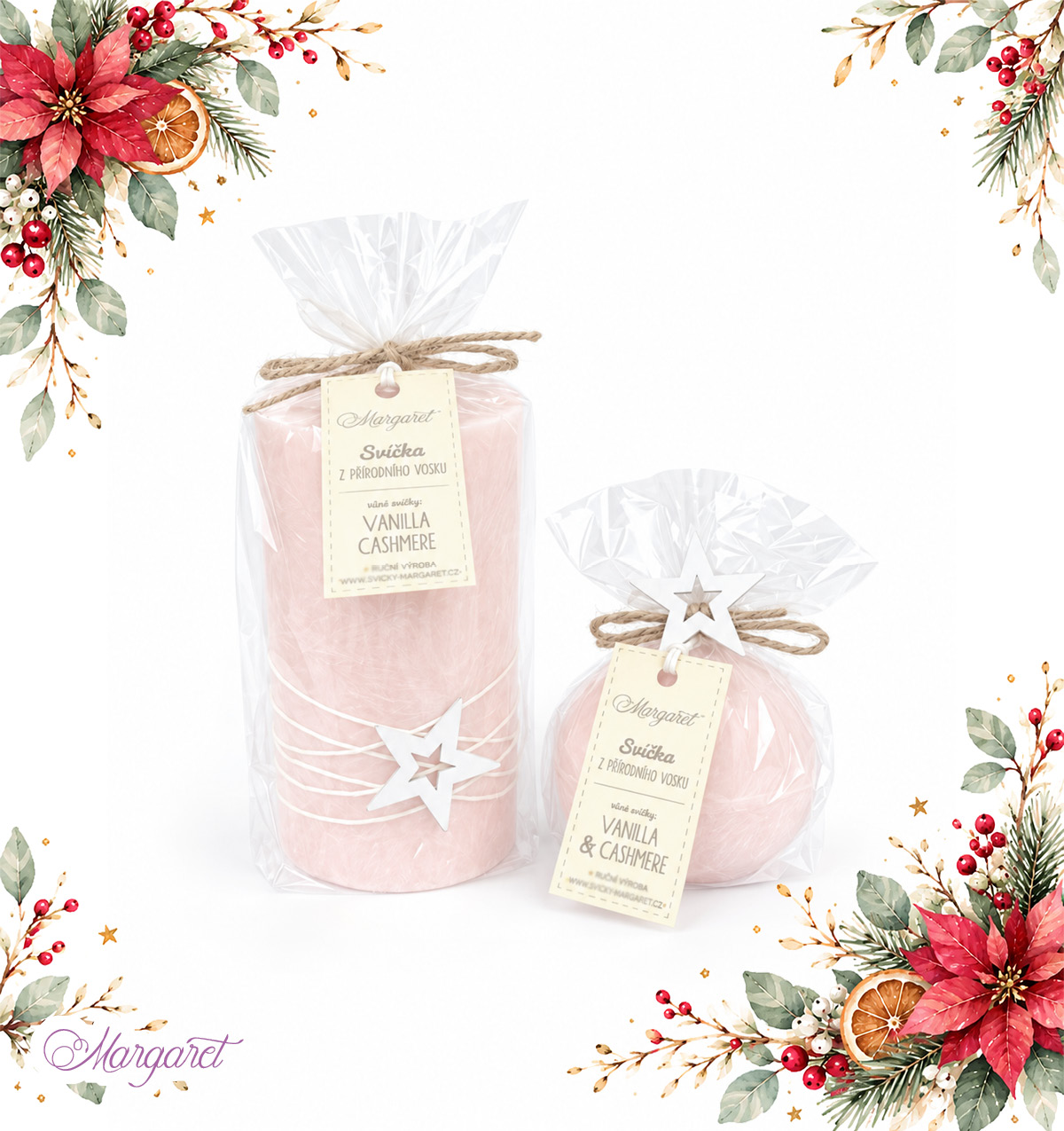 Svíčka Srdce – Pudrová / Vanilla Cashmere / Hvězdička
