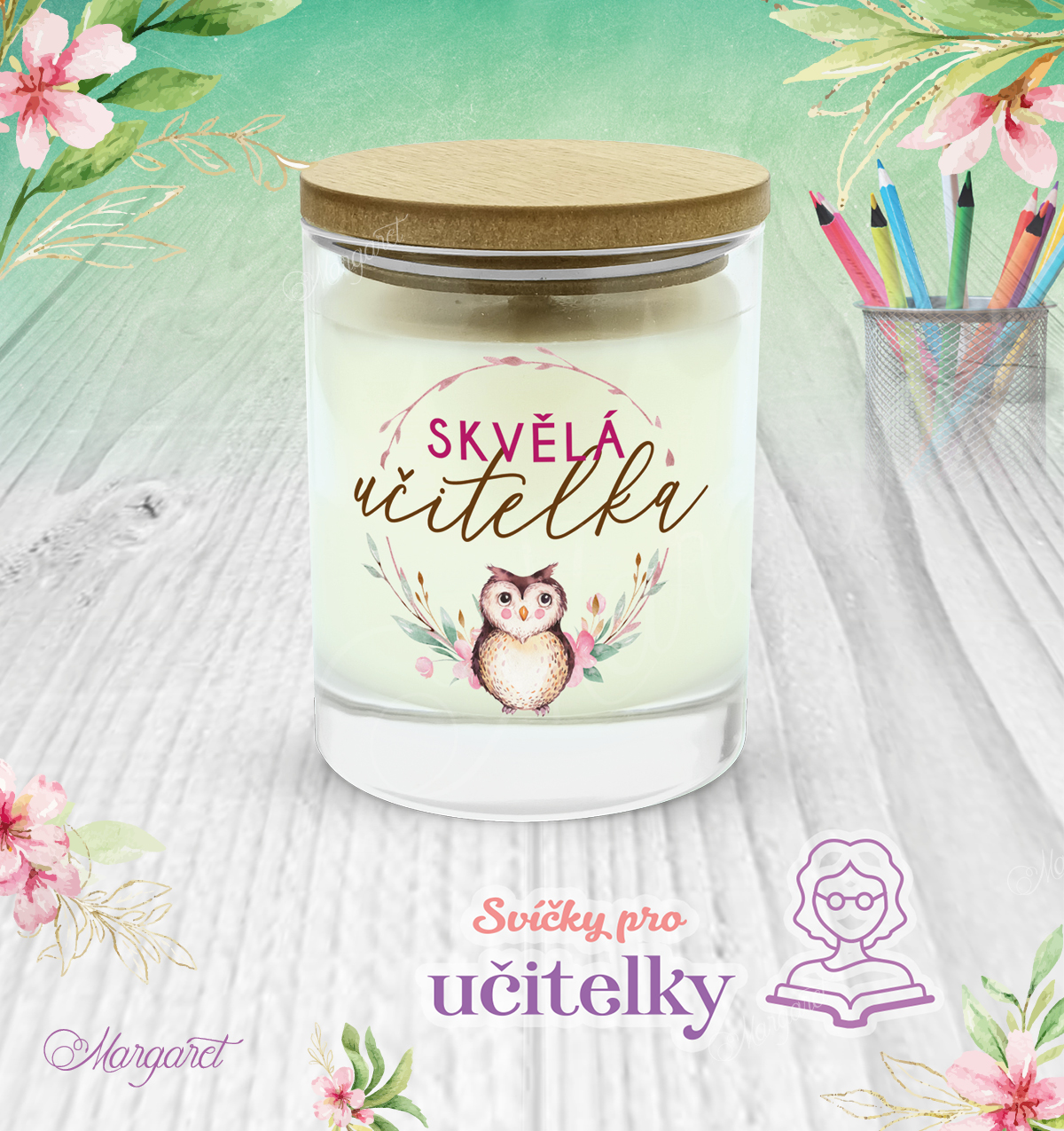 Sójová svíčka ve skle s víkem / Pomeranč a Chilli | Motiv 8