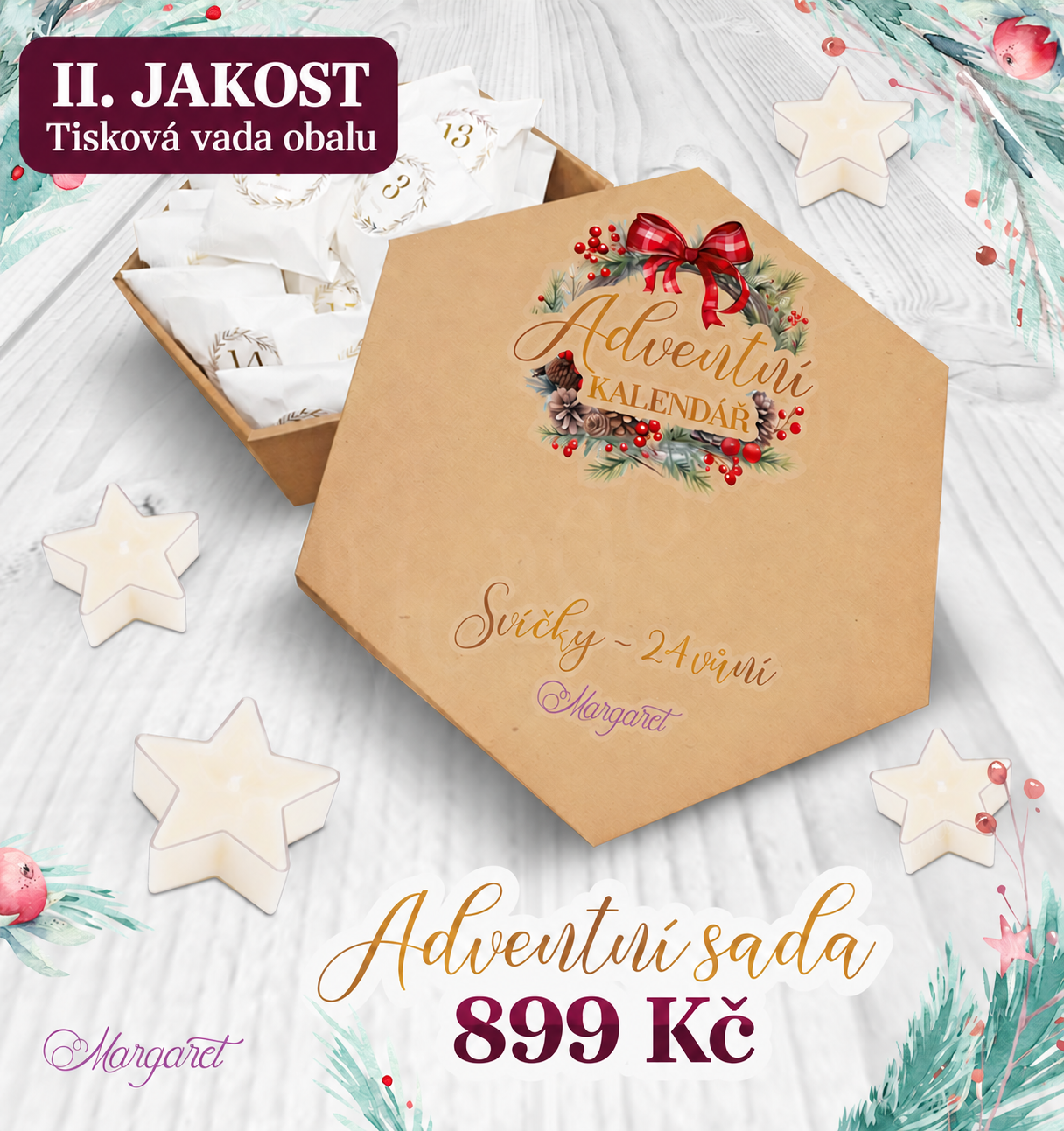 Adventní kalendář 2026 – Sójové svíčky 24× | II. jakost