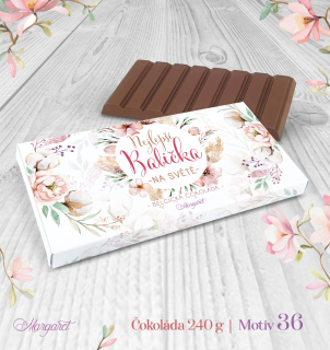 Belgická čokoláda 240 g – Nejlepší babička na světě – květiny | Motiv 36