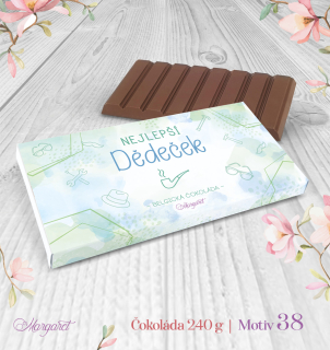 Belgická čokoláda 240 g – Nejlepší dědeček – dýmka a klobouk | Motiv 38