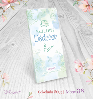 Belgická čokoláda 50 g – Nejlepší dědeček – dýmka a klobouk | Motiv 38