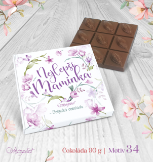 Belgická čokoláda 90 g – Nejlepší maminka – fialové květy | Motiv 34