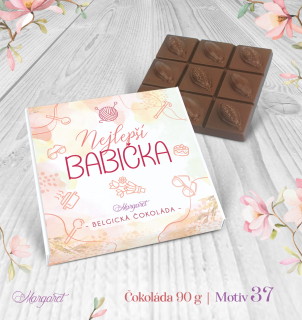 Belgická čokoláda 90 g – Nejlepší babička – klubíčko a pečení | Motiv 37