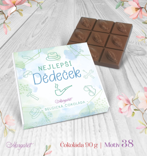 Belgická čokoláda 90 g – Nejlepší dědeček – dýmka a klobouk | Motiv 38