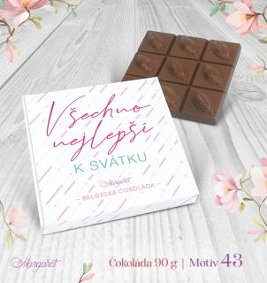 Belgická čokoláda 90 g – Všechno nejlepší k svátku | Motiv 43