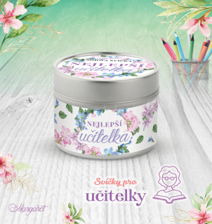 Sójová svíčka v plechovce pro učitelky / Levandule a Vanilka | Motiv 4