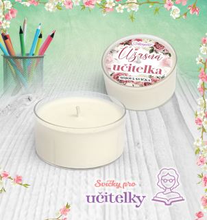 Velká čajová svíčka (40 g) pro učitelky / Motiv 6 | Vůně Oříšek a Vanilka