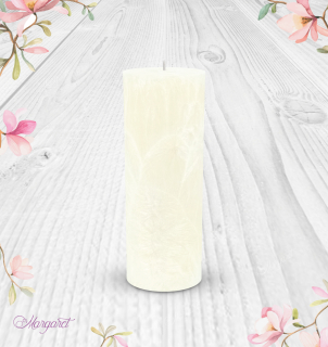 Svíčka Válec 2 (17 cm) – Bílá / Svěží bavlna / Květinka