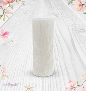 Svíčka Válec 2 (17 cm) – Béžová / Caffé Latte / Květinka